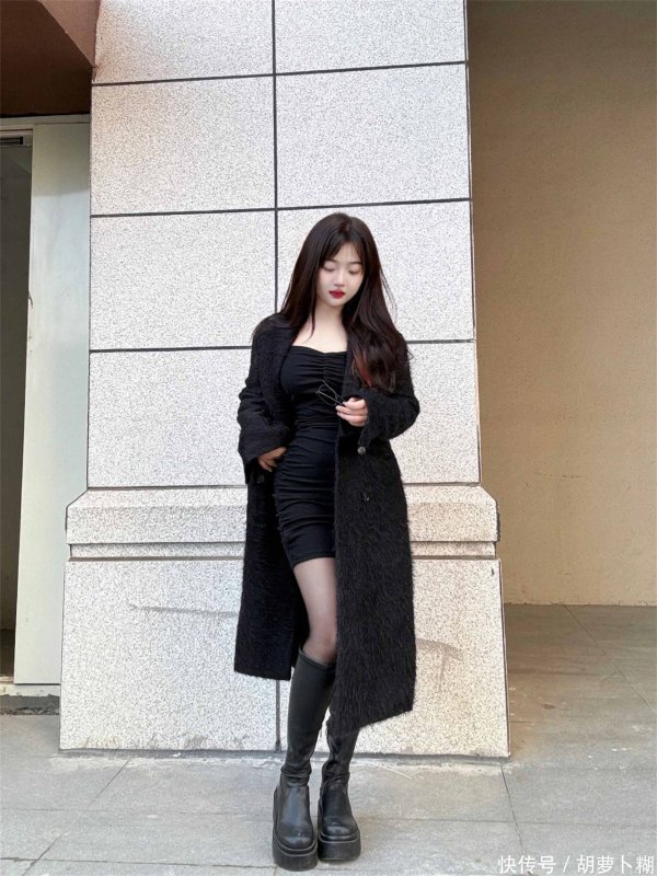 安福相册 158110微胖 玄色长款大衣也太雅瞻念啦～