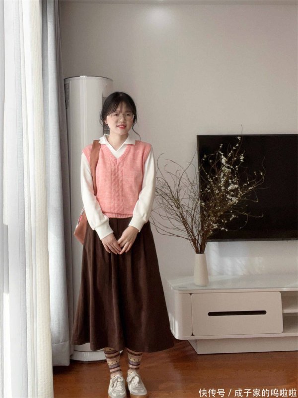 安福相册 15896 温谦和柔粉色马甲