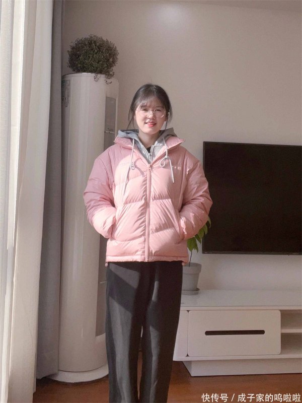 安福相册 粉色羽绒服穿搭