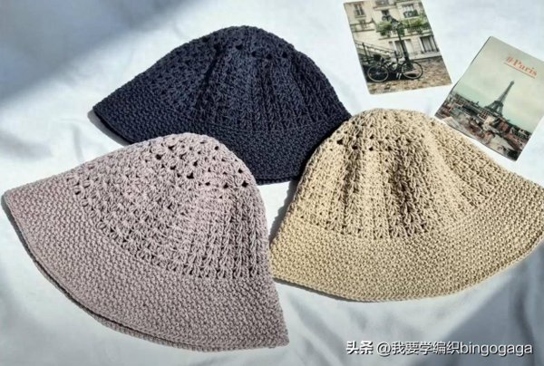 安福相册 爽气钩出允洽我方的帽子，V条花桶帽教程，粗浅大方惬意透气